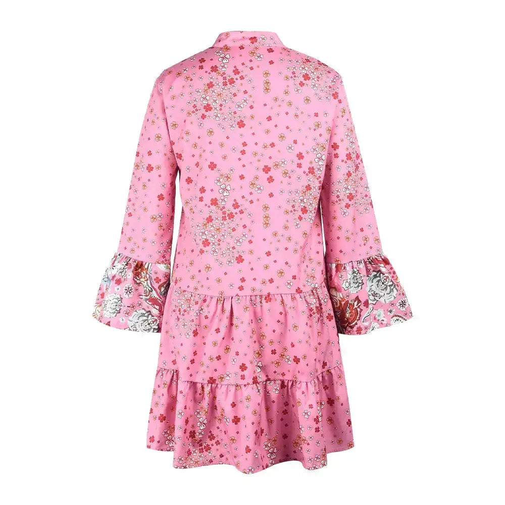 picture of Loose Casual V Neck Floral Dress